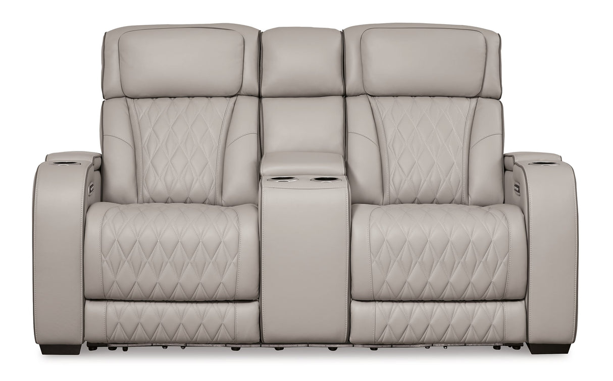 Boyington Power Reclining Loveseat with Console - Furniture World