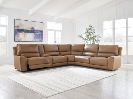 DeepWakes Reclining Sectional with Storage Console - Furniture World