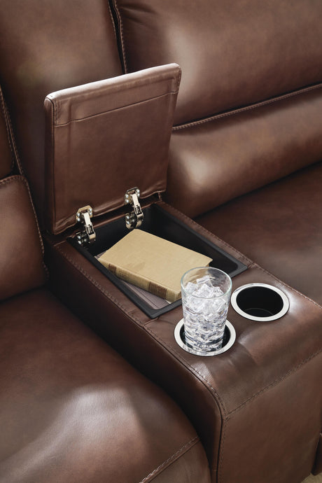 DeepWakes Reclining Sectional with Storage Console - Furniture World