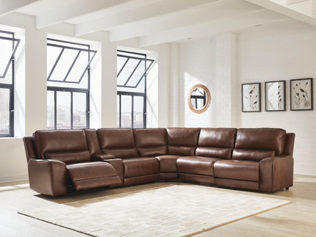 DeepWakes Reclining Sectional with Storage Console - Furniture World