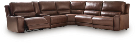 DeepWakes Reclining Sectional with Storage Console - Furniture World