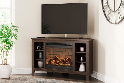 Camiburg Corner TV Stand with Electric Fireplace - Furniture World