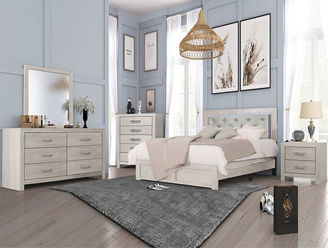 Jaylen Queen Upholstered Panel Bed in Gray - Furniture World