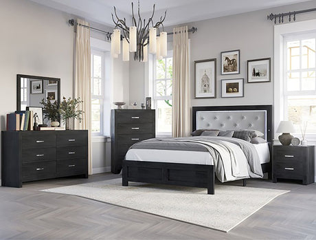Jaylen King Upholstered Panel Bed in Black - Furniture World
