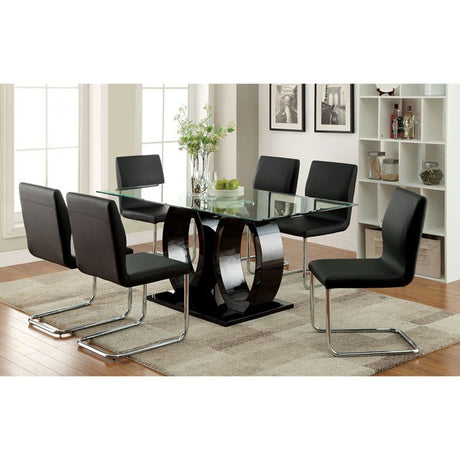 Lodia 7 Pc Dining Table Set Black - Furniture World