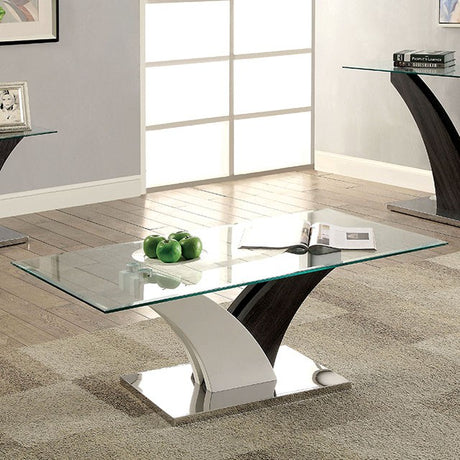 SLOANE White/Dark Gray/Chrome Coffee Table - Furniture World