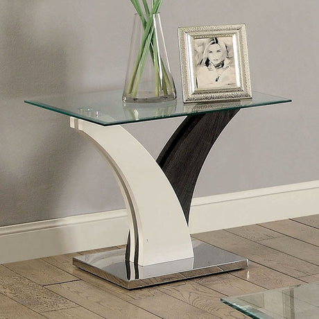 SLOANE White/Dark Gray/Chrome End Table - Furniture World