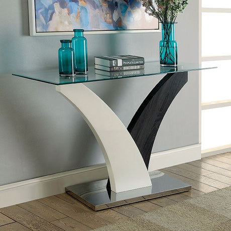 SLOANE White/Dark Gray/Chrome Sofa Table - Furniture World