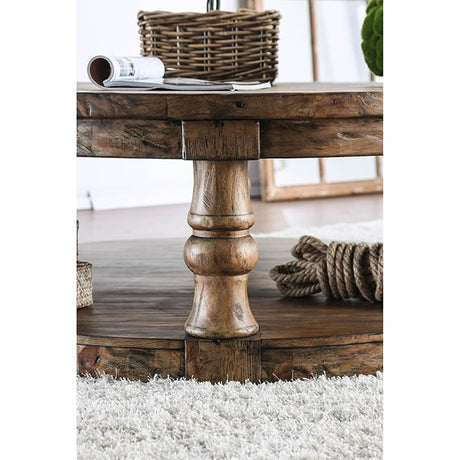 Mika Antique Oak Coffee Table w/ Cushion Top - Furniture World