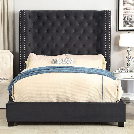 Rosabelle Bed Black, Grey, & Ivory - Furniture World