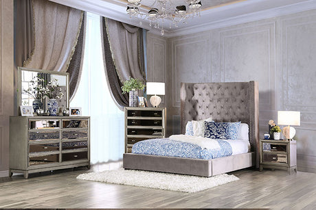 Rosabelle Bed Black, Grey, & Ivory - Furniture World