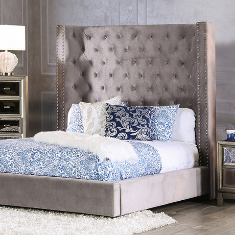 Rosabelle Bed Black, Grey, & Ivory - Furniture World