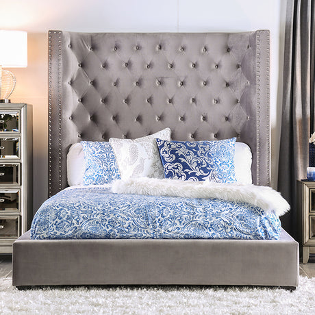 Rosabelle Bed Black, Grey, & Ivory - Furniture World