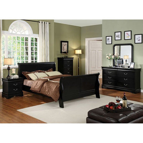 Louis Philippe Cal.King Bed Black - Furniture World