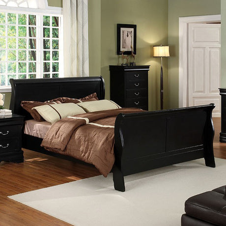 Louis Philippe Cal.King Bed Black - Furniture World