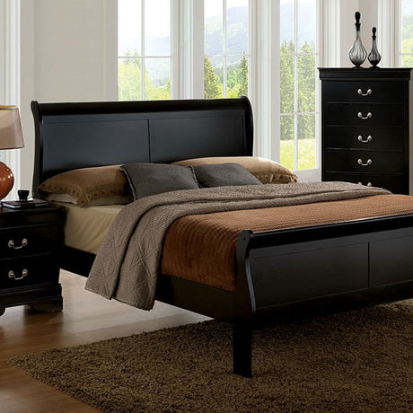 Louis Philippe Bed Black, White, & Cherry - Furniture World