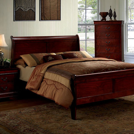Louis Philippe Queen Bed Cherry - Furniture World