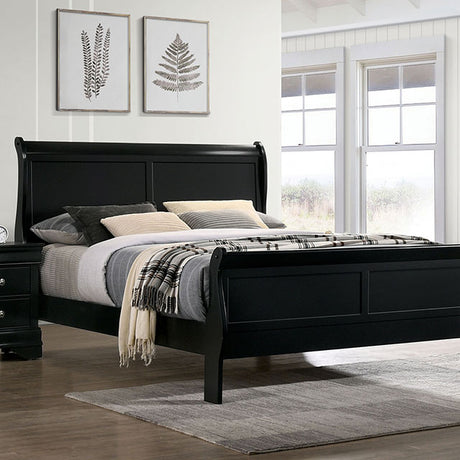 Louis Philippe E.King Bed Black, Cherry, & Gray - Furniture World