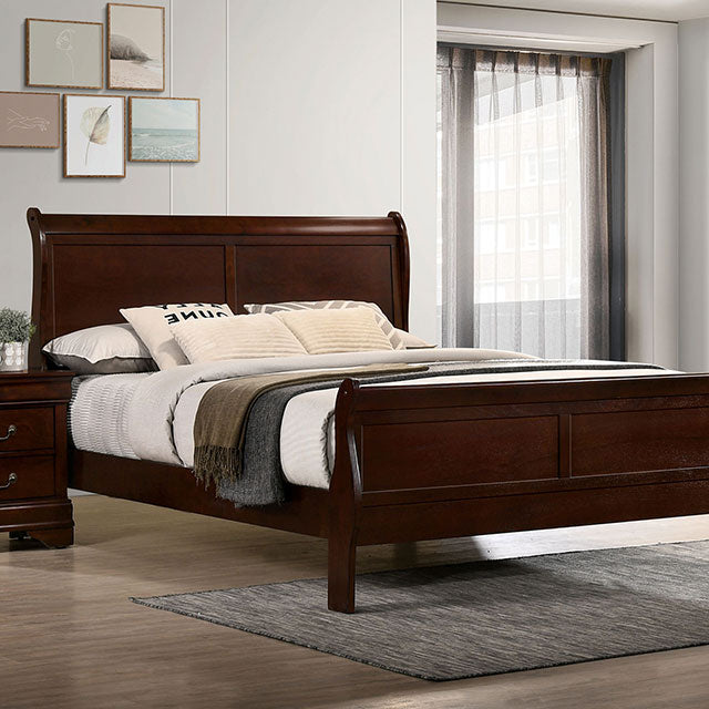 Louis Philippe E.King Bed Black, Cherry, & Gray - Furniture World
