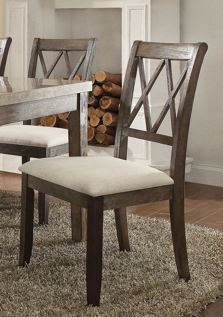 Acme Furniture Claudia Side Chair in Beige and Brown (Set of 2) 71717