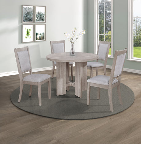 Amara 5-piece Round Dining Set Drift Wood - Furniture World