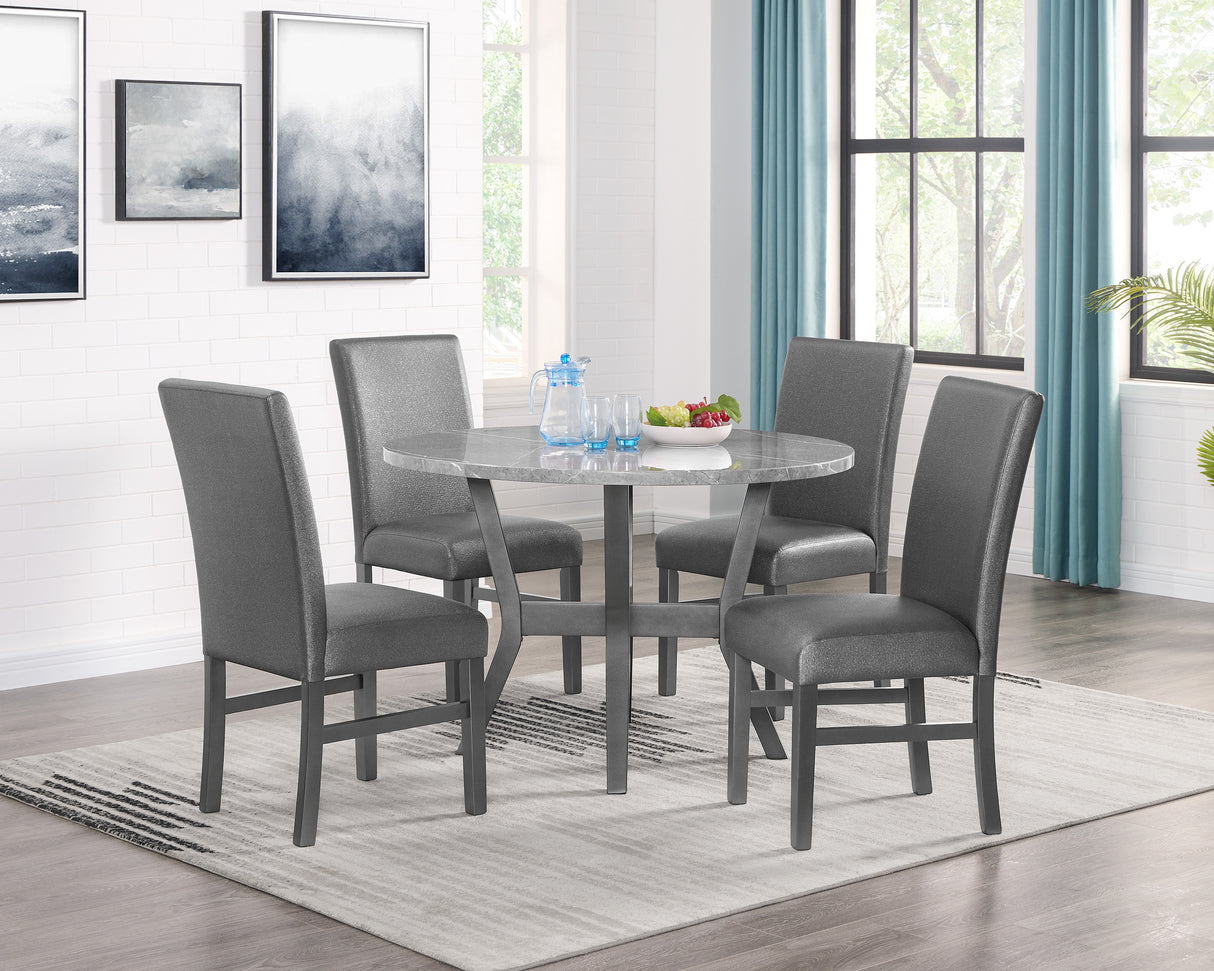 Judson 5-piece Dining Set Glitter Grey - Furniture World