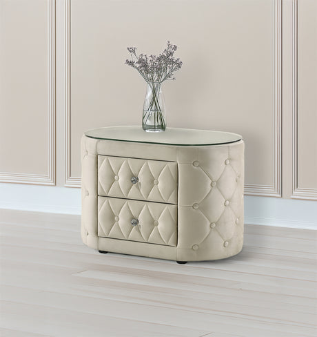 Voltare Nightstand Ivory - Furniture World