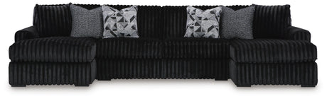 Midnight-Madness Double Chaise Sectional - Onyx