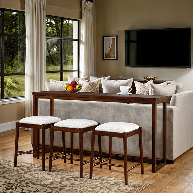 Daventry Sofa Table w/ 3 Counter Ht Stools - Furniture World