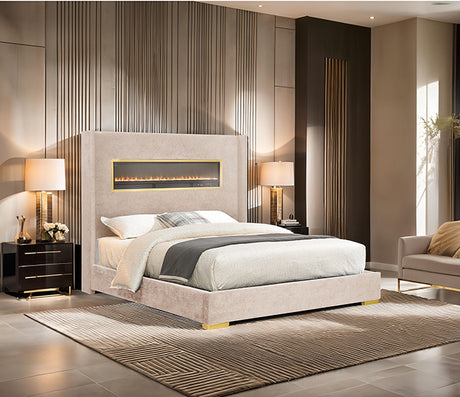 Danvers Bed Beige, Black, & Grey - Furniture World