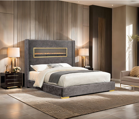 Danvers Bed Beige, Black, & Grey - Furniture World