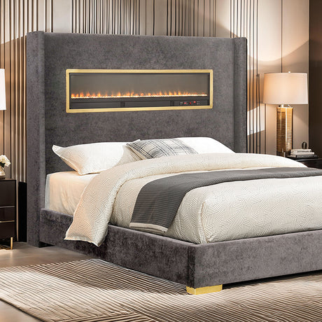 Danvers Bed Beige, Black, & Grey - Furniture World