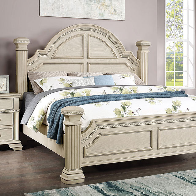 Pamphilos 4 & 5 Piece Queen Bedroom Set Gray & White - Furniture World