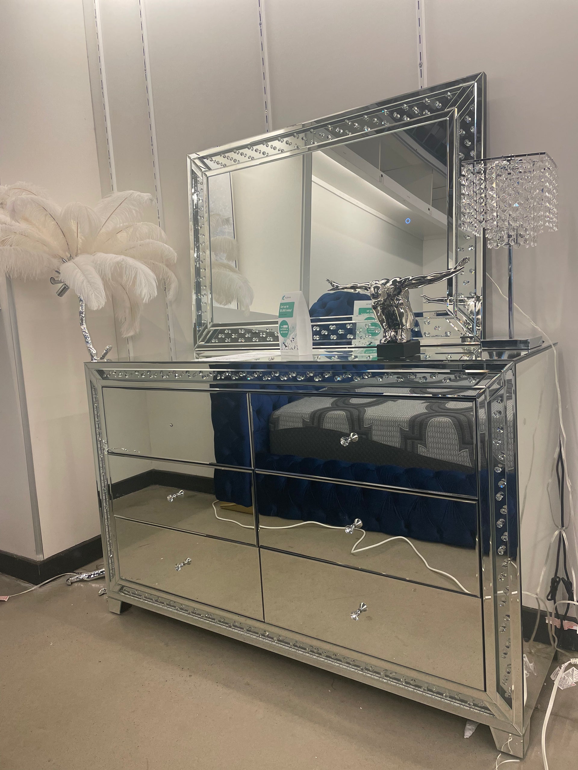 mirrored bedroom dresser Mirror Glass – Furniture World #eritrean dress The included mirror adds Inside Ross Stores Ross color:White and Blue