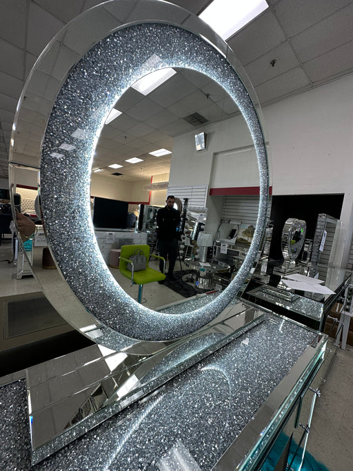 Diamond Crush Oval Mirror - Furniture World